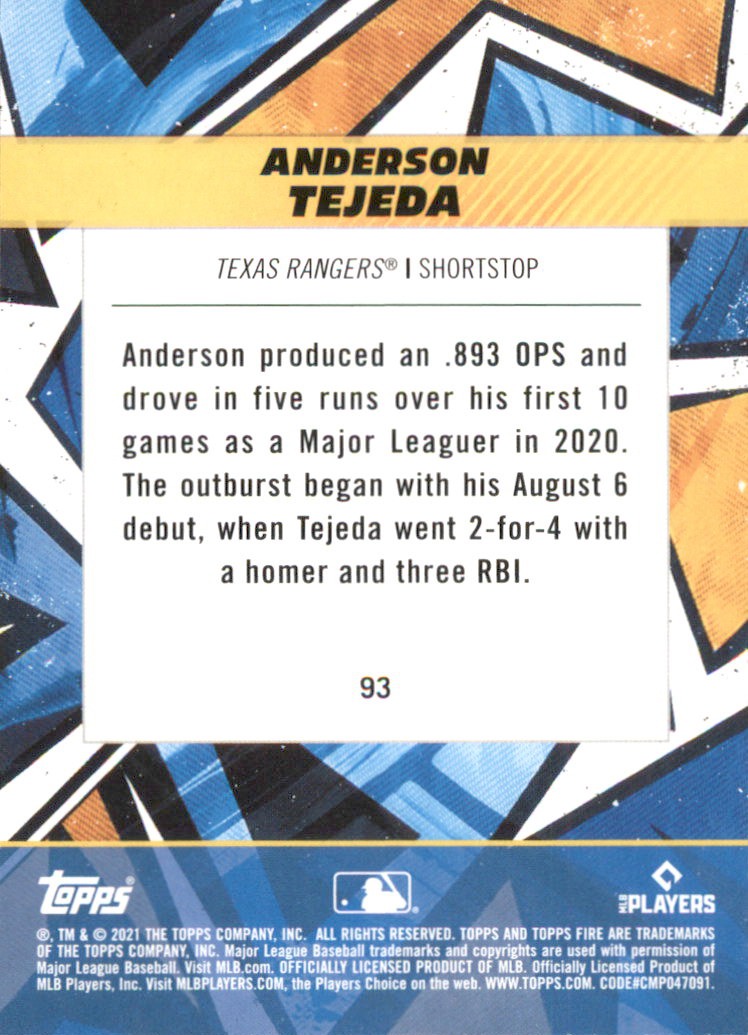 B0977- 2021 Topps Fire Baseball Cards #s 1-200 -You Pick- 15+ FREE US SHIP - Picture 59 of 149