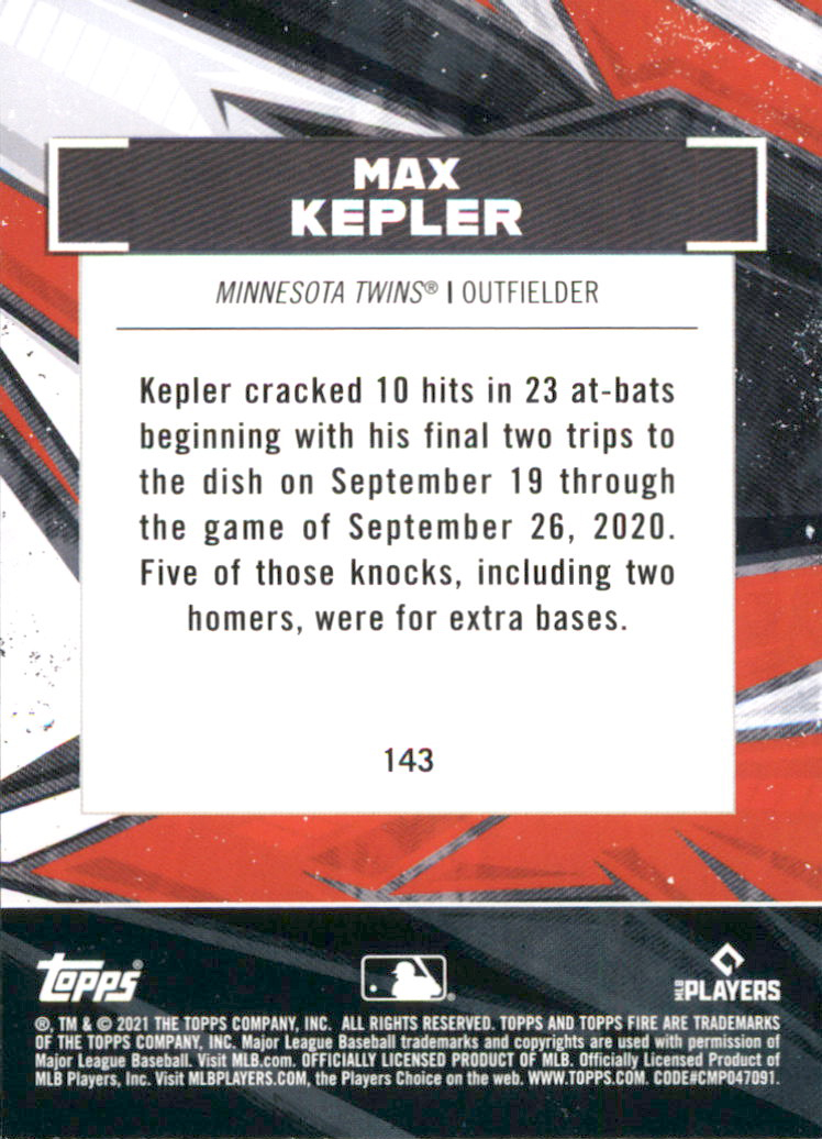 B0977- 2021 Topps Fire Baseball Cards #s 1-200 -You Pick- 15+ FREE US SHIP - Picture 103 of 149