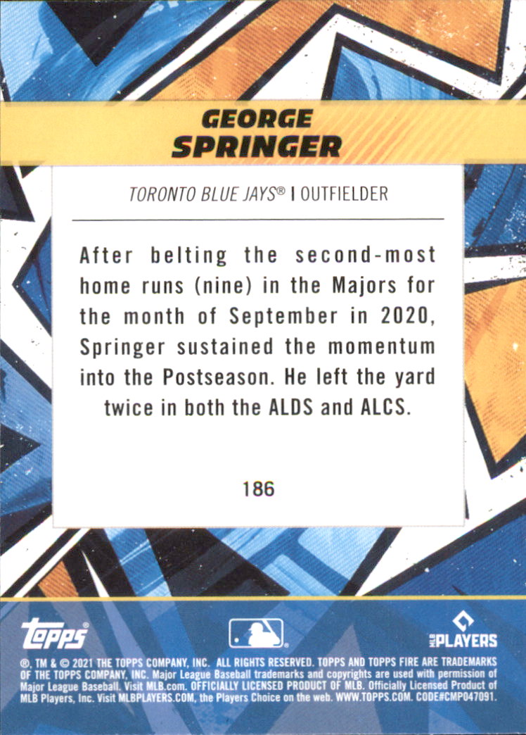 B0977- 2021 Topps Fire Baseball Cards #s 1-200 -You Pick- 15+ FREE US SHIP - Picture 139 of 149