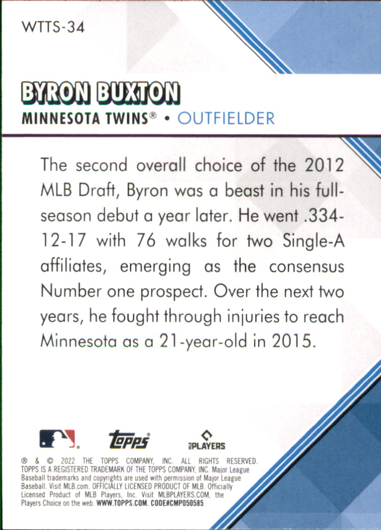 2022 Topps Welcome to the Show #WTTS34 Byron Buxton back image