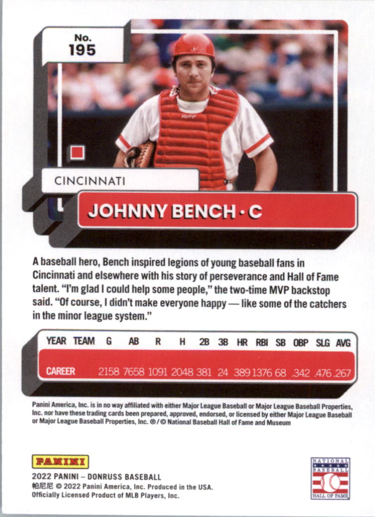 Johnny Bench cards (1988-2023) Reds - You Choose