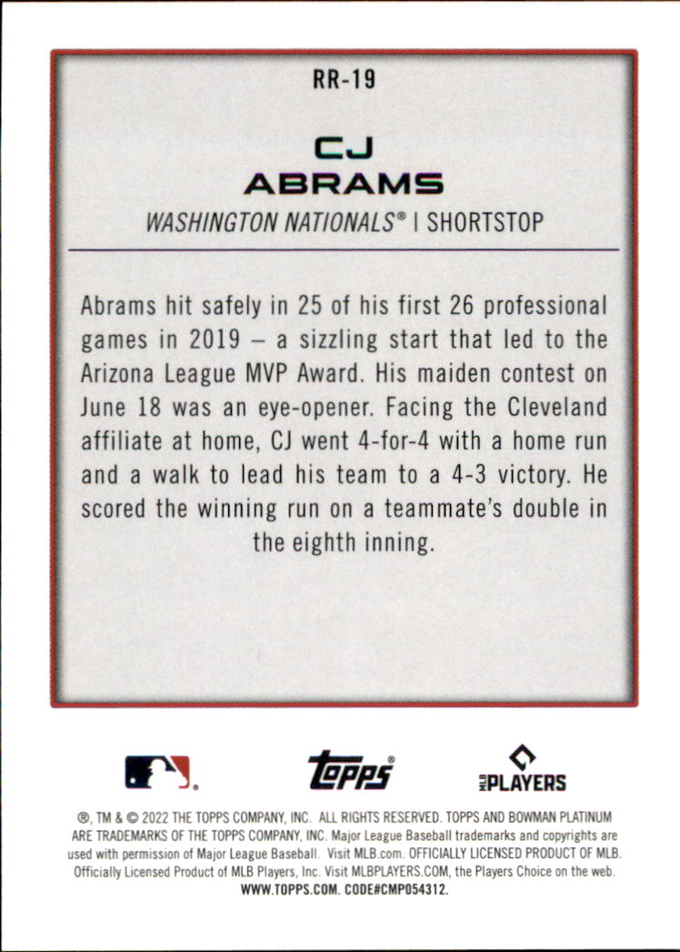 2022 Bowman Platinum Renowned Rookies #RR19 CJ Abrams