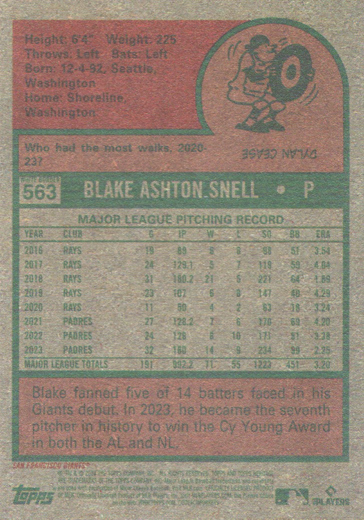 2024 Topps Heritage White Border #563 Blake Snell