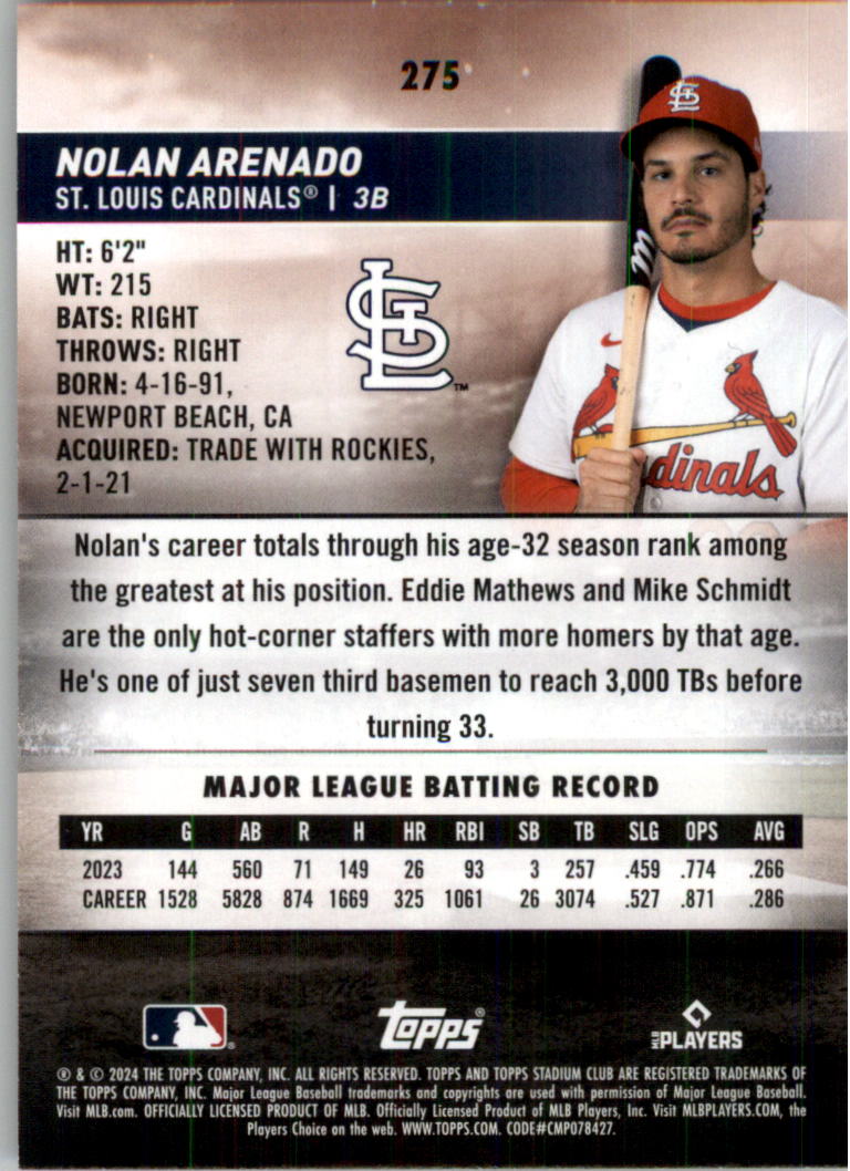 2024 Stadium Club Red Foil #275 Nolan Arenado