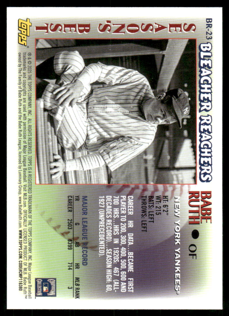 2025 Topps Update Bleacher Reachers #BR23 Babe Ruth