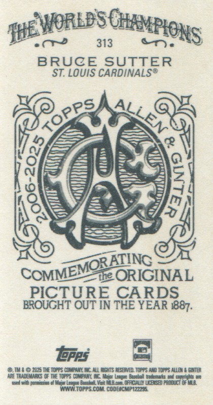 2025 Topps Allen and Ginter Mini A and G Back #313 Bruce Sutter SP