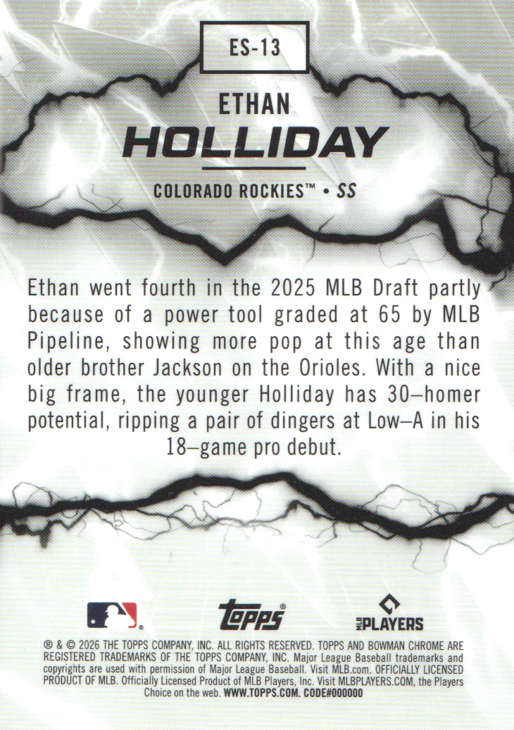 2026 Bowman Chrome Electric Sluggers #ES13 Ethan Holliday