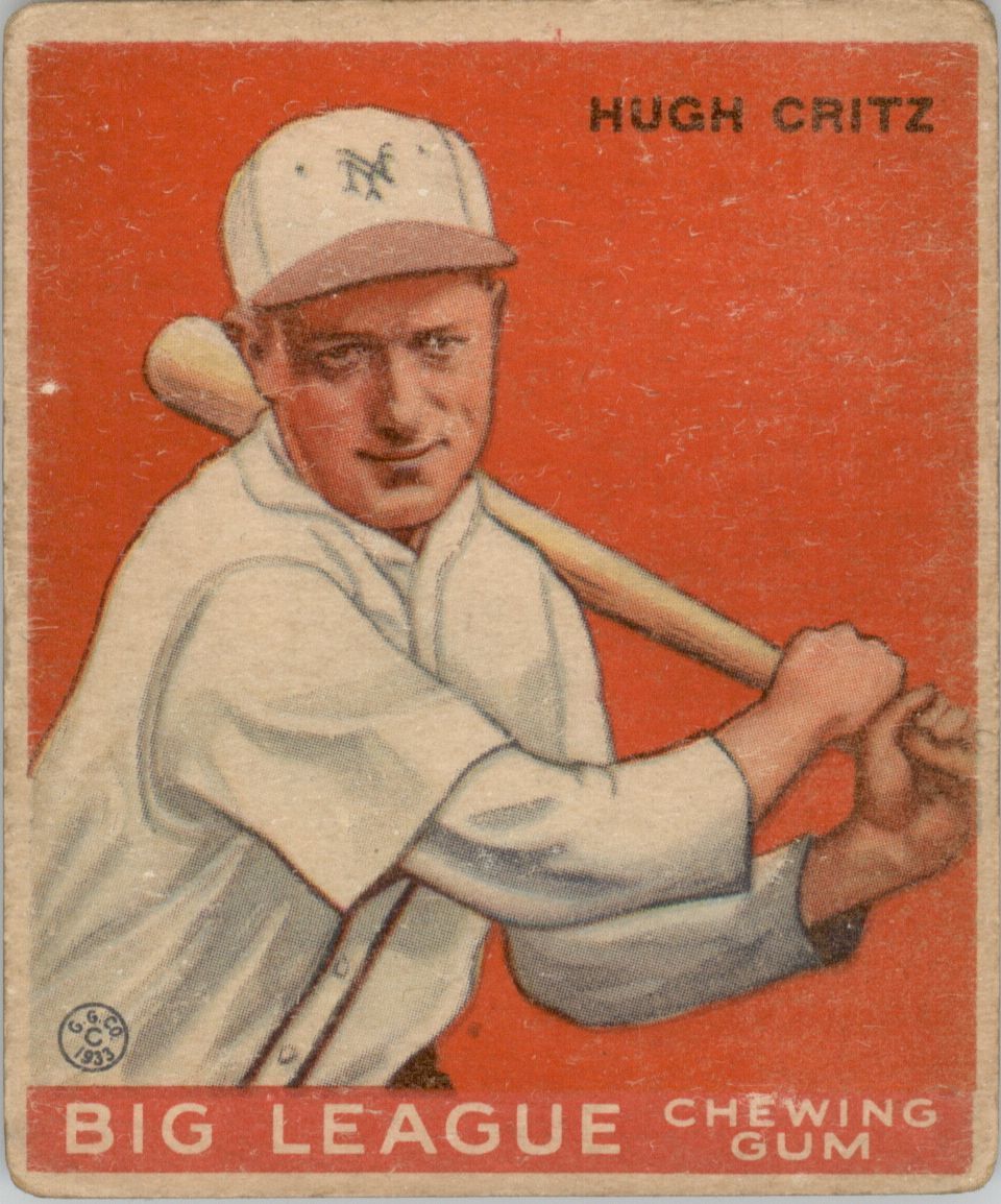 1933 Goudey #3 Hugh Critz BAT RC