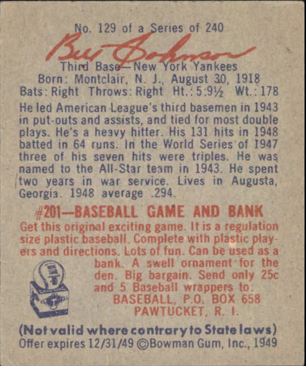 1949 BOWMAN BASEBALL ASSORTED SINGLES U-PICK - Bild 15 von 17