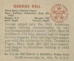 1950 Bowman #8 George Kell back image