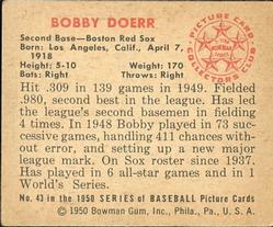 1950 Bowman #43 Bobby Doerr back image