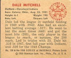 1950 Bowman #130 Dale Mitchell back image