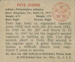 1950 Bowman #140 Pete Suder RC back image