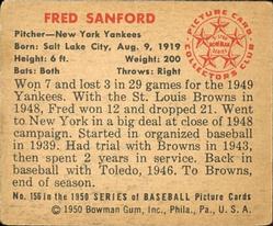 1950 Bowman #156 Fred Sanford back image