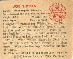 1950 Bowman #159 Joe Tipton back image