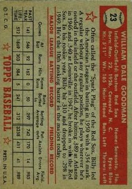 1952 Topps #23 Billy Goodman back image