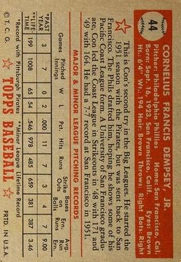 1952 Topps #44 Con Dempsey RC back image