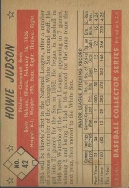 1953 Bowman Black and White #42 Howie Judson back image