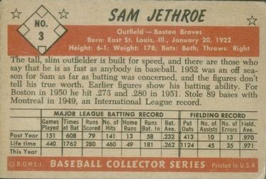 1953 Bowman Color #3 Sam Jethroe back image