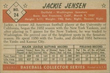 1953 Bowman Color #24 Jackie Jensen back image