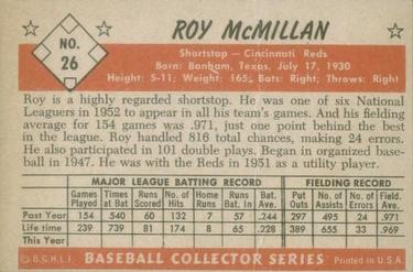 1953 Bowman Color #26 Roy McMillan back image