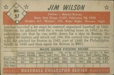 1953 Bowman Color #37 Jim Wilson back image