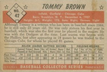 1953 Bowman Color #42 Tommy Brown back image