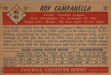 1953 Bowman Color #46 Roy Campanella back image