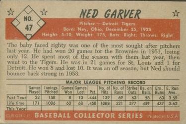 1953 Bowman Color #47 Ned Garver back image