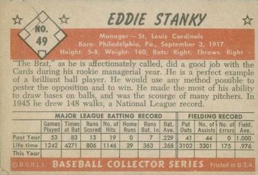 1953 Bowman Color #49 Eddie Stanky MG back image