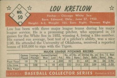 1953 Bowman Color #50 Lou Kretlow back image