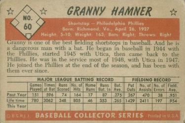 1953 Bowman Color #60 Granny Hamner back image