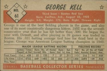 1953 Bowman Color #61 George Kell back image