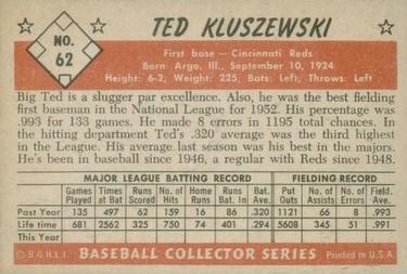1953 Bowman Color #62 Ted Kluszewski back image