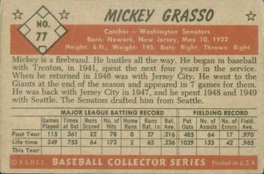 1953 Bowman Color #77 Mickey Grasso back image