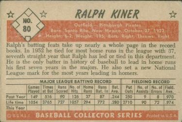 1953 Bowman Color #80 Ralph Kiner back image