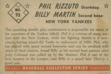 1953 Bowman Color #93 Phil Rizzuto/Billy Martin back image