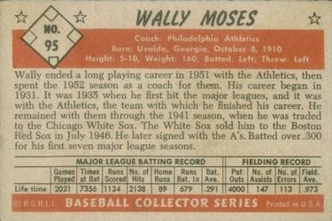 1953 Bowman Color #95 Wally Moses CO back image