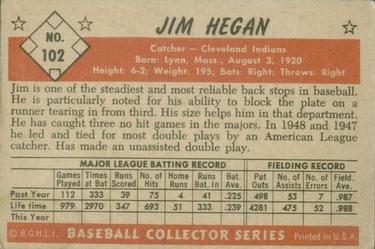 1953 Bowman Color #102 Jim Hegan back image