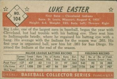 1953 Bowman Color #104 Luke Easter back image