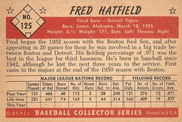 1953 Bowman Color #125 Fred Hatfield back image