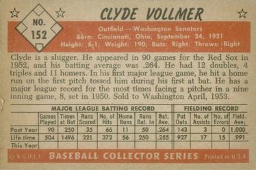 1953 Bowman Color #152 Clyde Vollmer back image