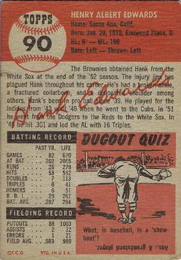 1953 Topps #90 Hank Edwards DP back image