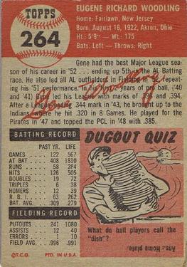 1953 Topps #264 Gene Woodling DP back image
