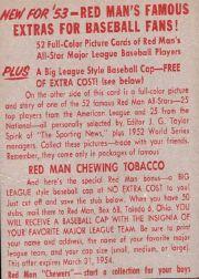 1953 Red Man #NL10 Pee Wee Reese back image