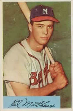 1954 Bowman #64 Eddie Mathews