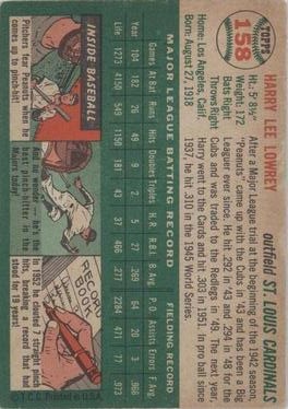 1954 Topps #158 Peanuts Lowrey back image