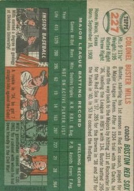 1954 Topps #227 Buster Mills CO RC back image