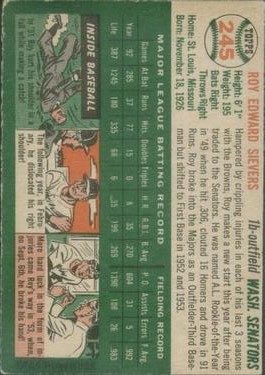 1954 Topps #245 Roy Sievers back image