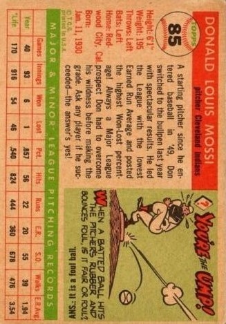 1955 Topps #85 Don Mossi RC back image